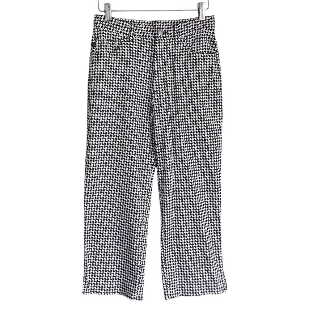 LAUREN Ralph Lauren Capris Cropped Pant Black White Houndstooth Cotton Stretch 4